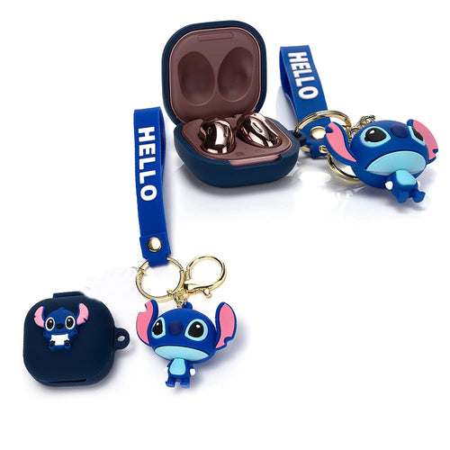 (1 Pack) Stitch Cute Silicone Earbuds Case Protective Cover with Doll Keychain Designed for Samsung Galaxy Buds2 Pro